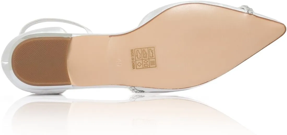 Women's Satin Ankle Strap Cross Strap Side Diamante Pointed Pumps