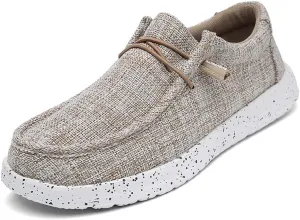 YONGJIA Men's Wally Lace Up Loafers Canvas Slip-on Comfortable Light-Weight Walking Driving Shoes