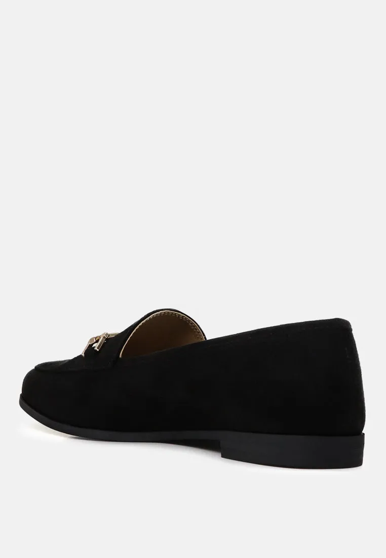 Zaara Solid Faux Suede Loafers By Ruw