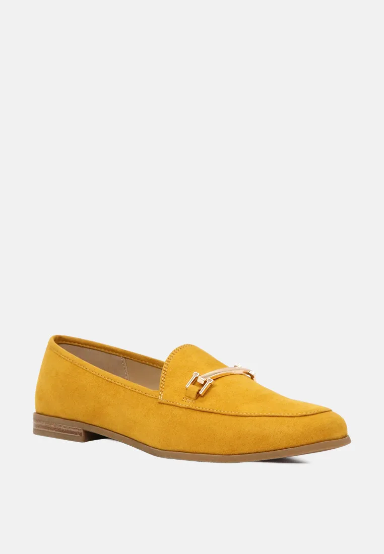 Zaara Solid Faux Suede Loafers By Ruw