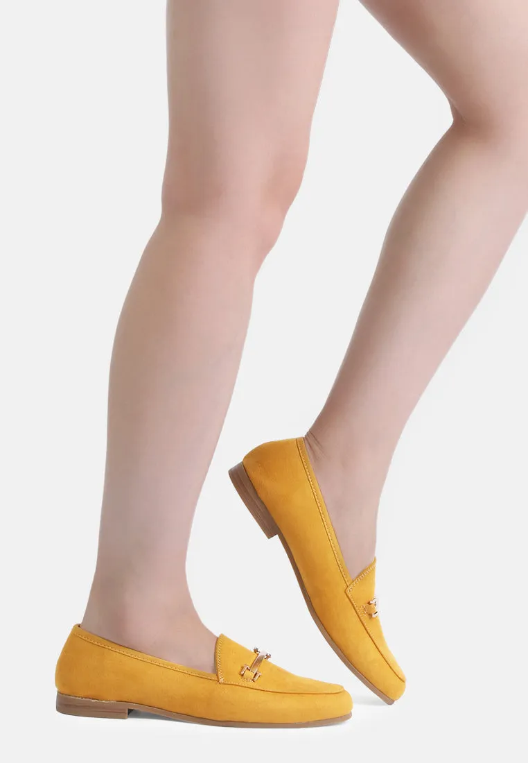 Zaara Solid Faux Suede Loafers By Ruw