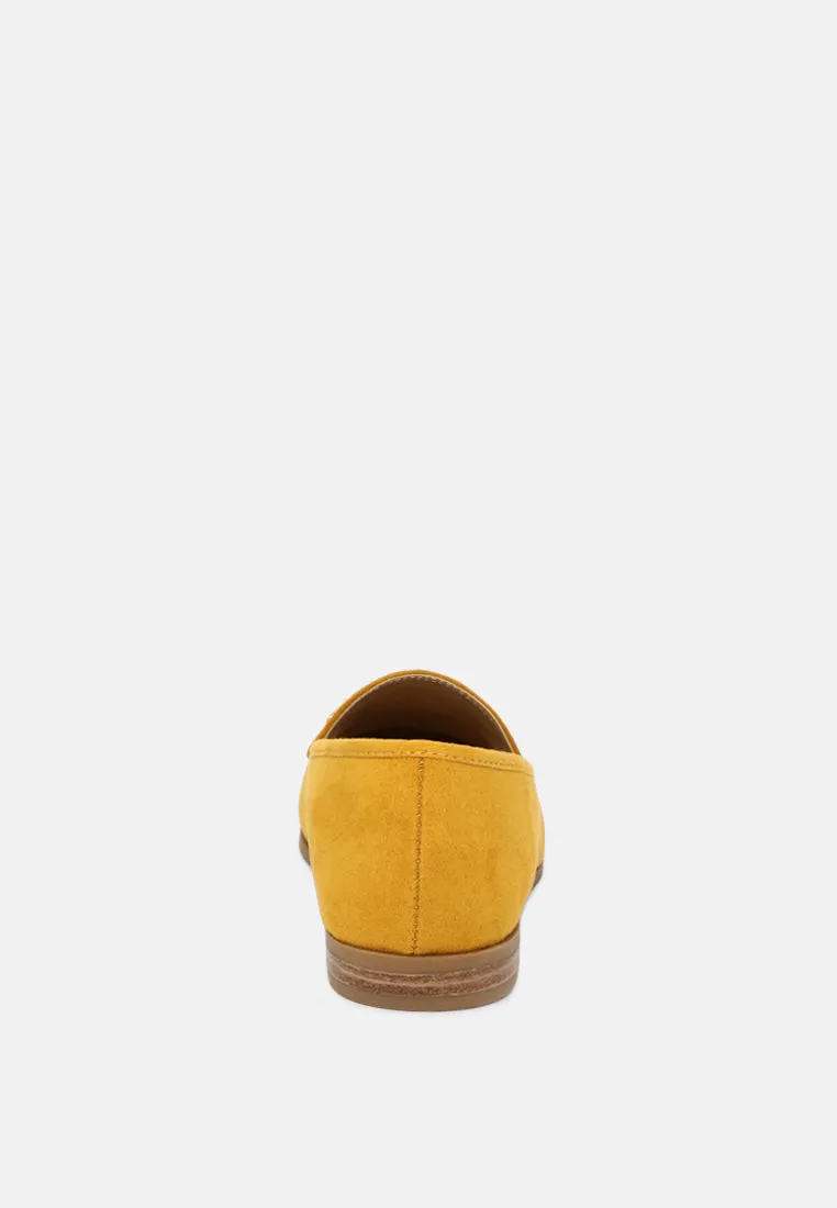 Zaara Solid Faux Suede Loafers By Ruw