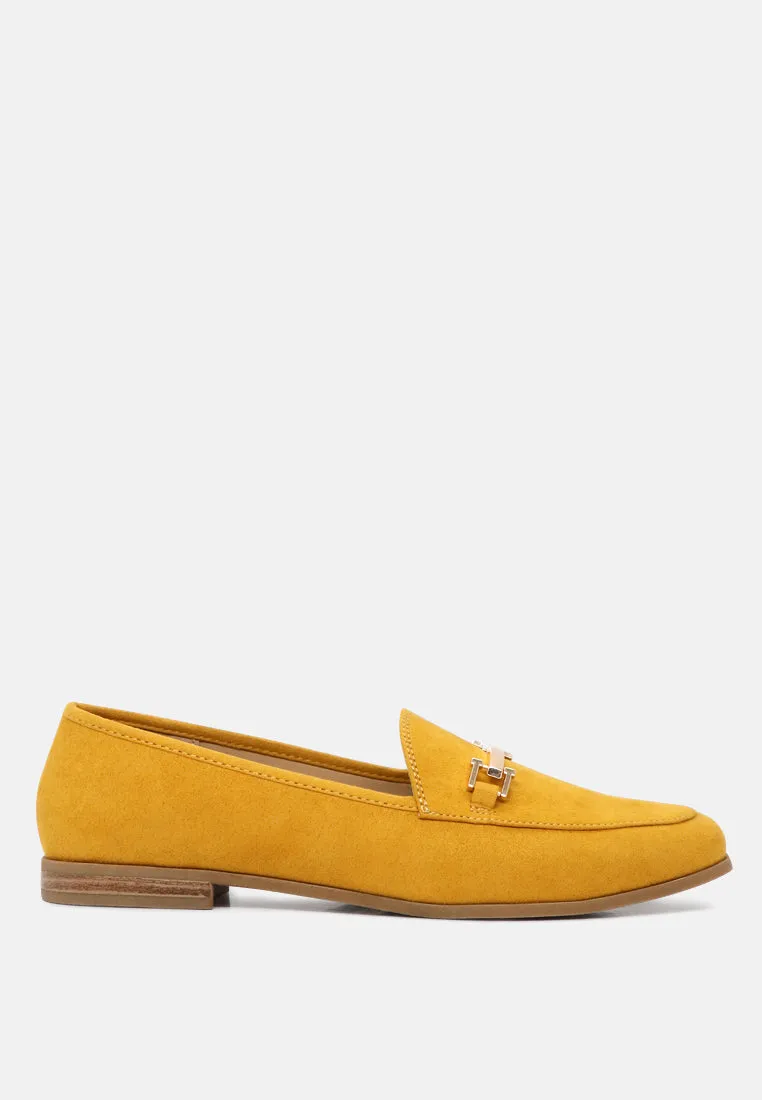 Zaara Solid Faux Suede Loafers By Ruw