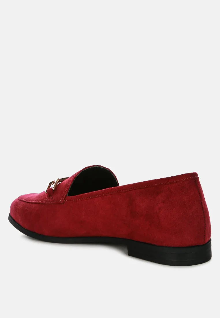 Zaara Solid Faux Suede Loafers By Ruw