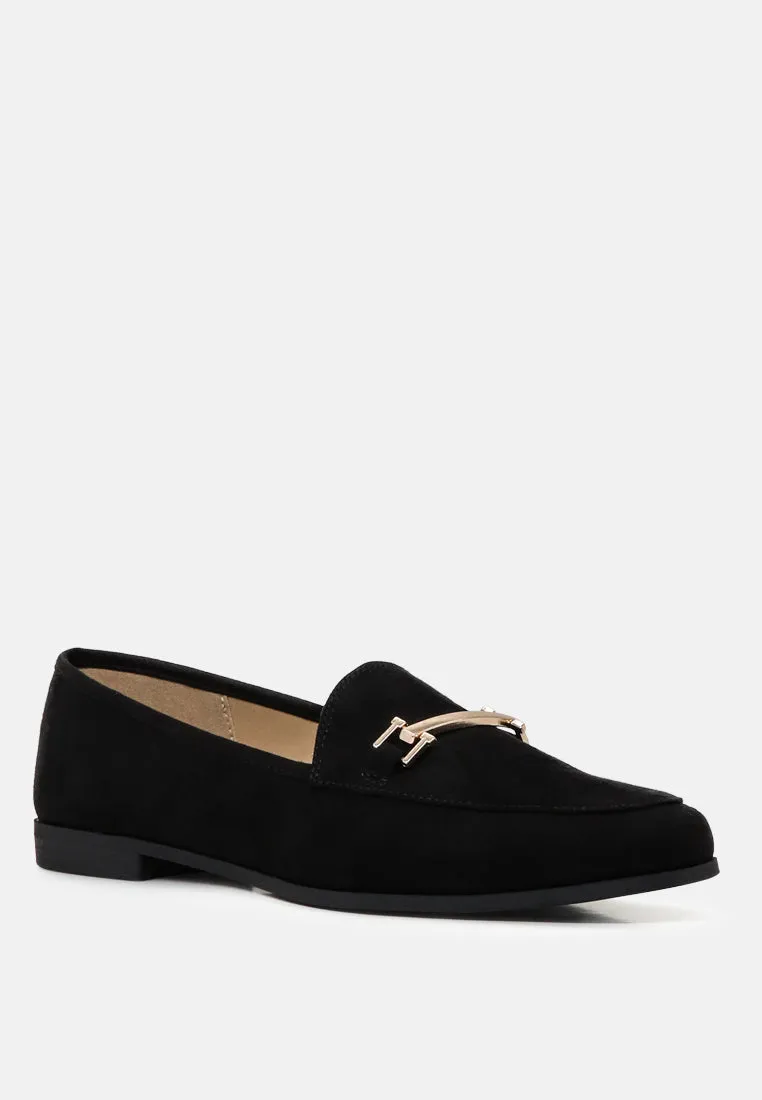 Zaara Solid Faux Suede Loafers By Ruw
