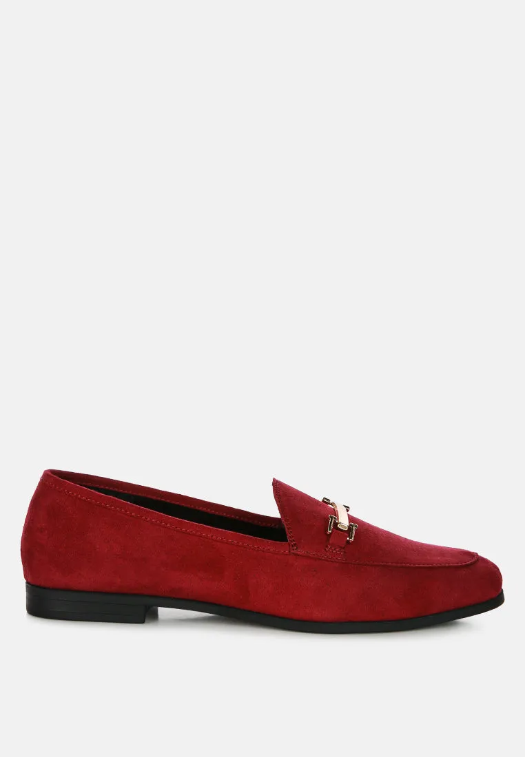 Zaara Solid Faux Suede Loafers By Ruw