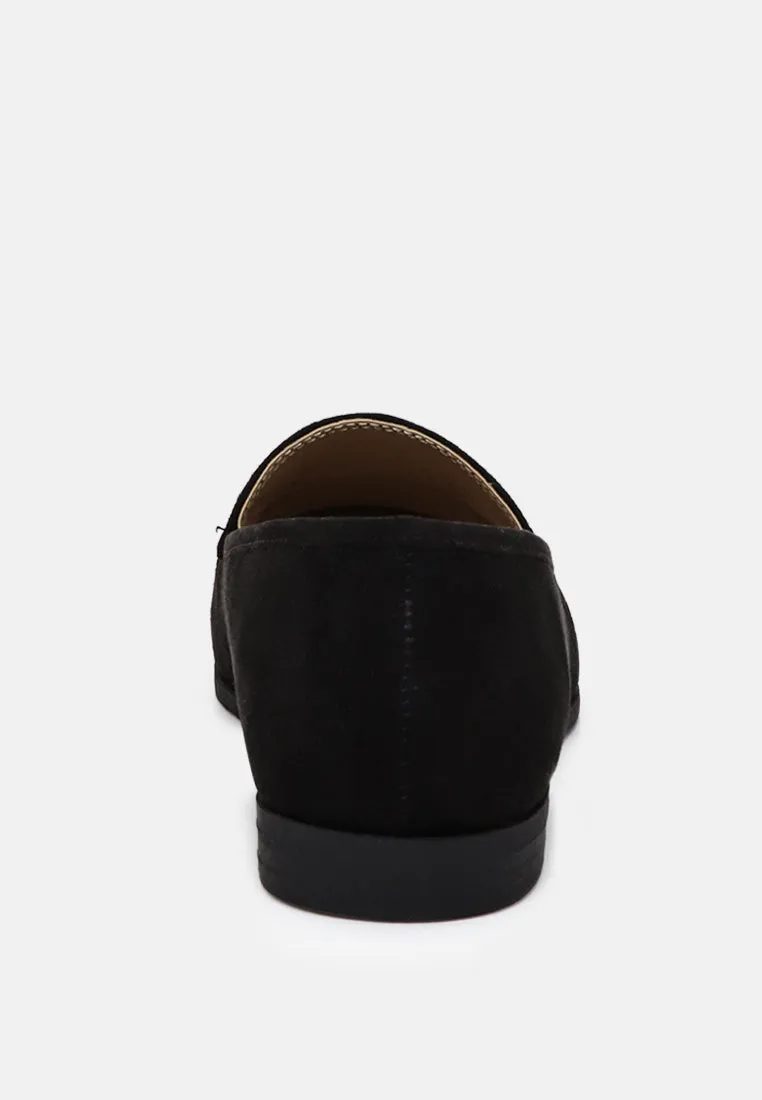 Zaara Solid Faux Suede Loafers By Ruw