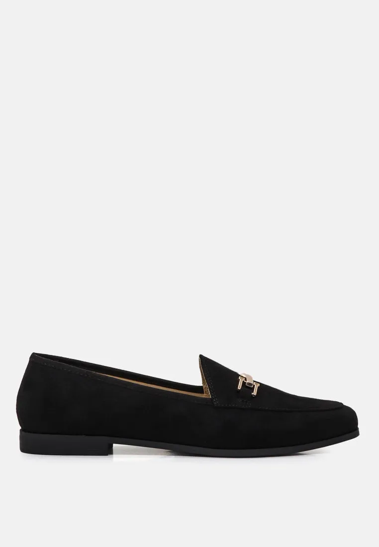 Zaara Solid Faux Suede Loafers By Ruw