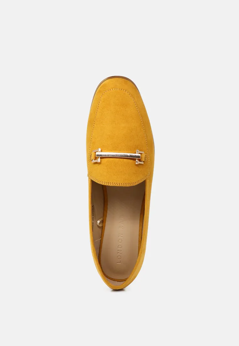 Zaara Solid Faux Suede Loafers By Ruw