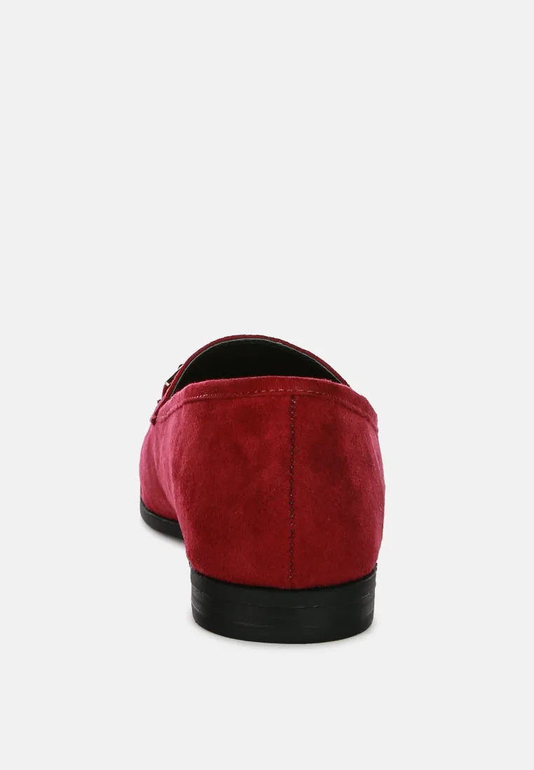 Zaara Solid Faux Suede Loafers By Ruw