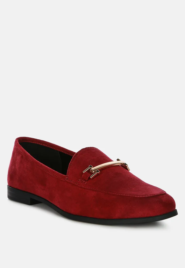 Zaara Solid Faux Suede Loafers By Ruw