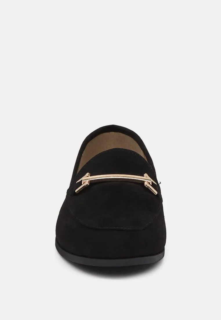 Zaara Solid Faux Suede Loafers By Ruw